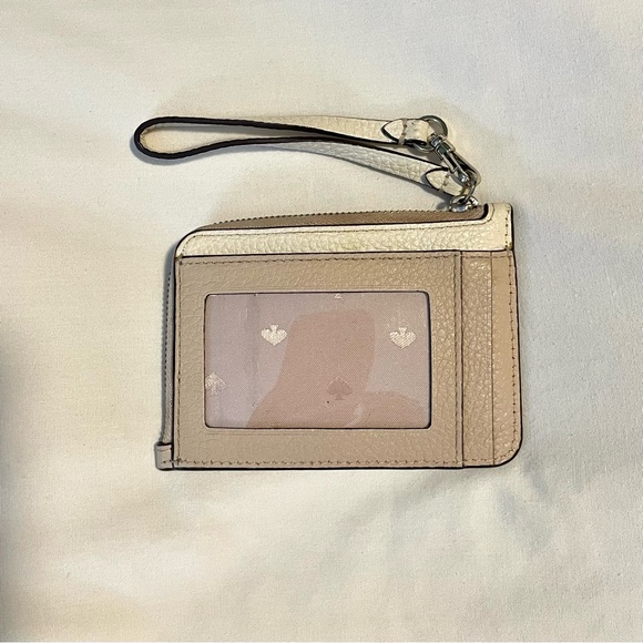 *EUC* KATE SPADE Leila Cardholder Wristlet - Small - Ivory/Beige -Inside Pockets - Picture 2 of 11